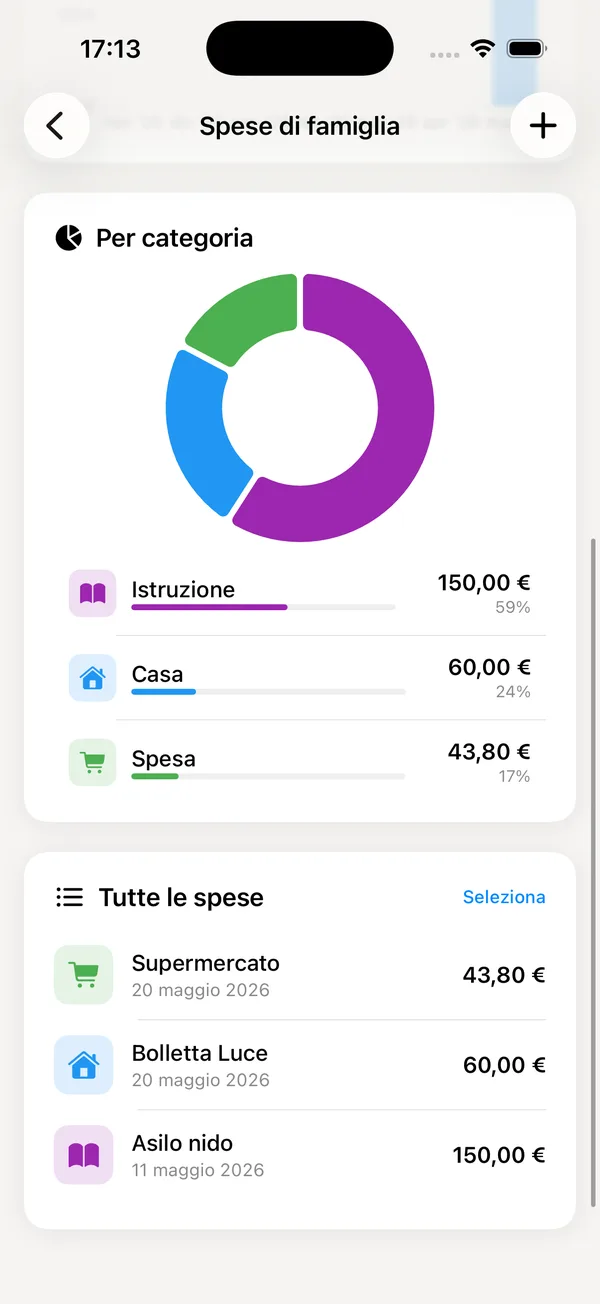 Spese di famiglia per categoria